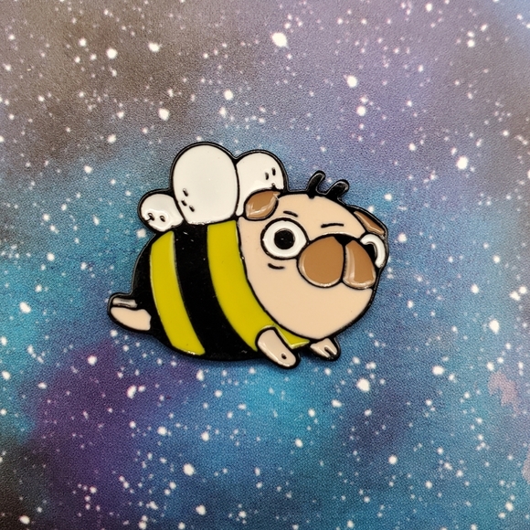 None Jewelry - Pug Bee Enamel Pin